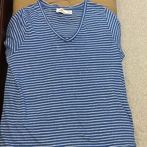 J. Crew Blue and White Striped Short Sleeve Tee